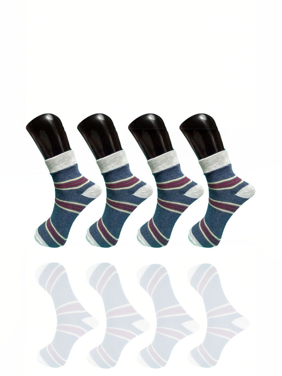 akeet trend Men Pack of 4 Cotton Assorted Striped Ankle Length Socks