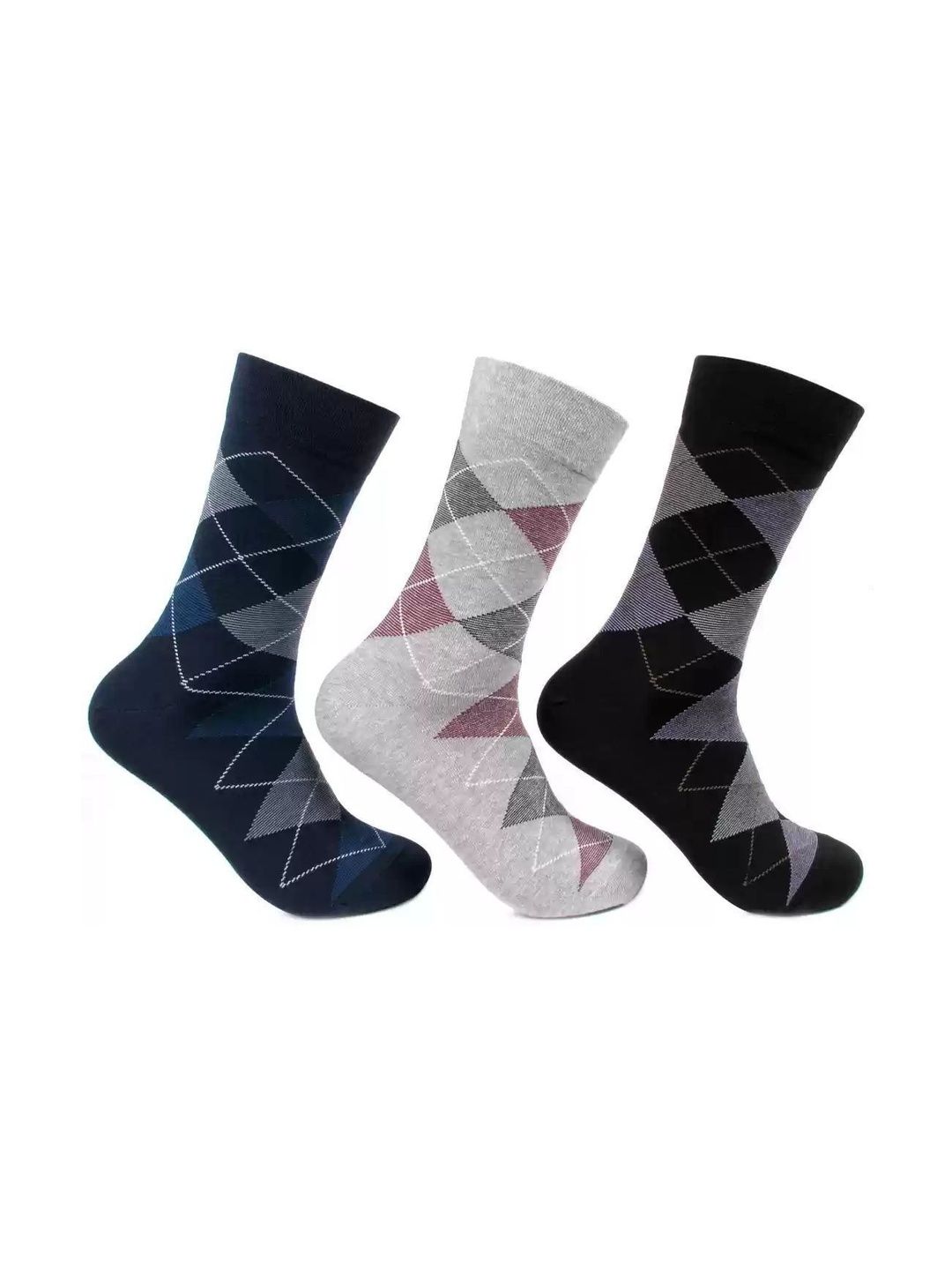 Akeeta Men Pack of 3 Cotton Assorted Patterned Calf Length Socks