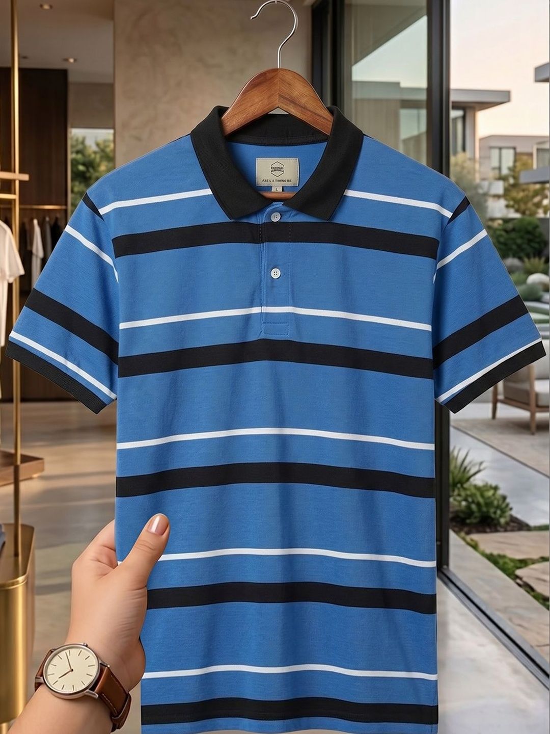 Mast & Harbour Men Striped Polo Collar T-shirt