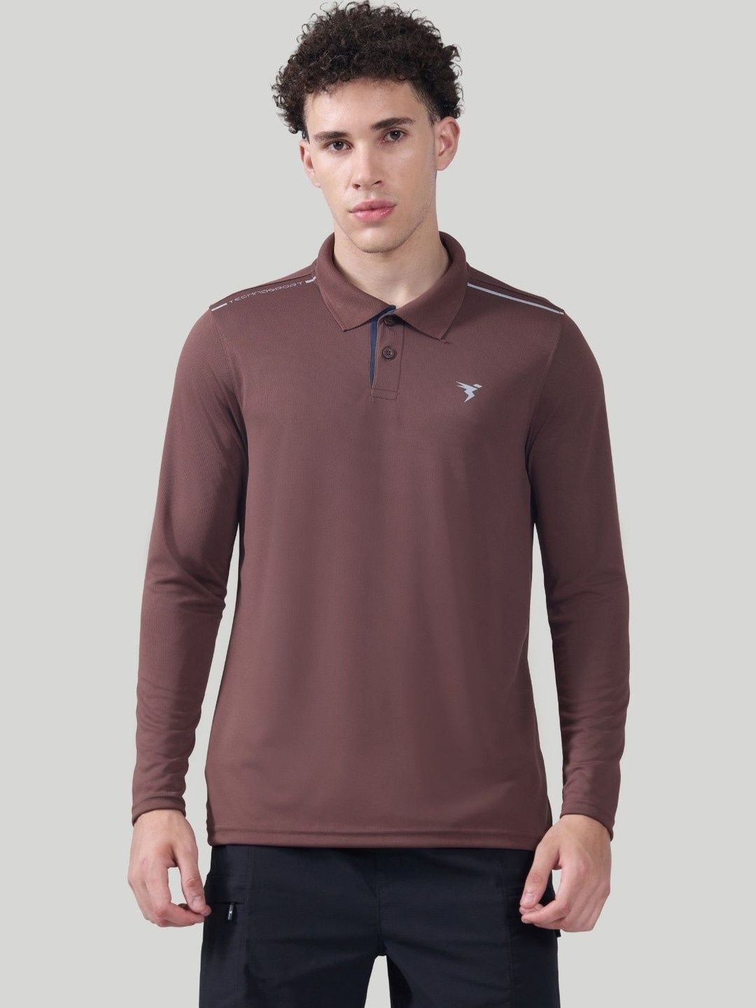 Technosport Men Brand Logo Polo Collar Slim Fit T-shirt