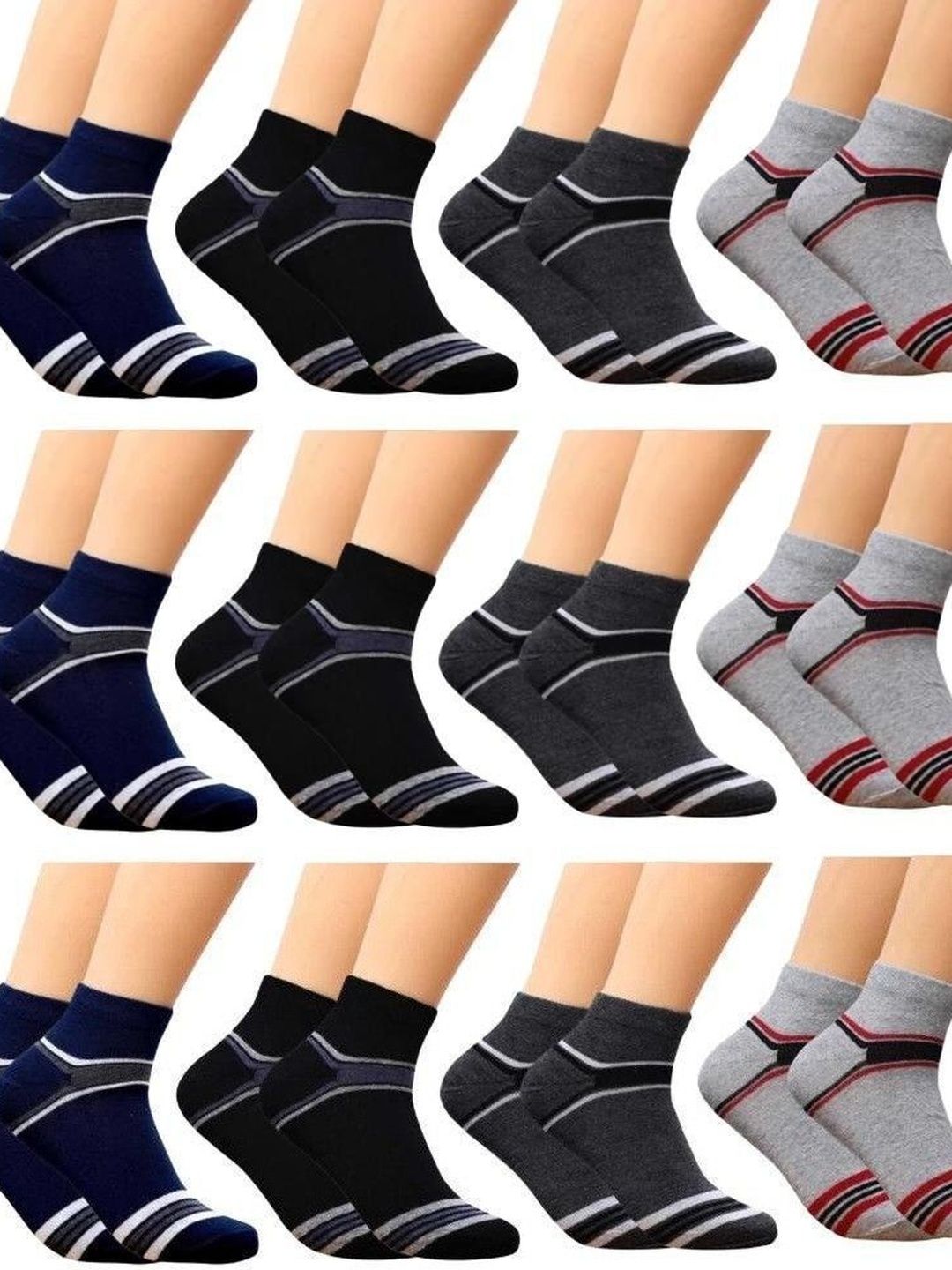 akeet trend Men Cotton Assorted Striped Ankle Length Socks