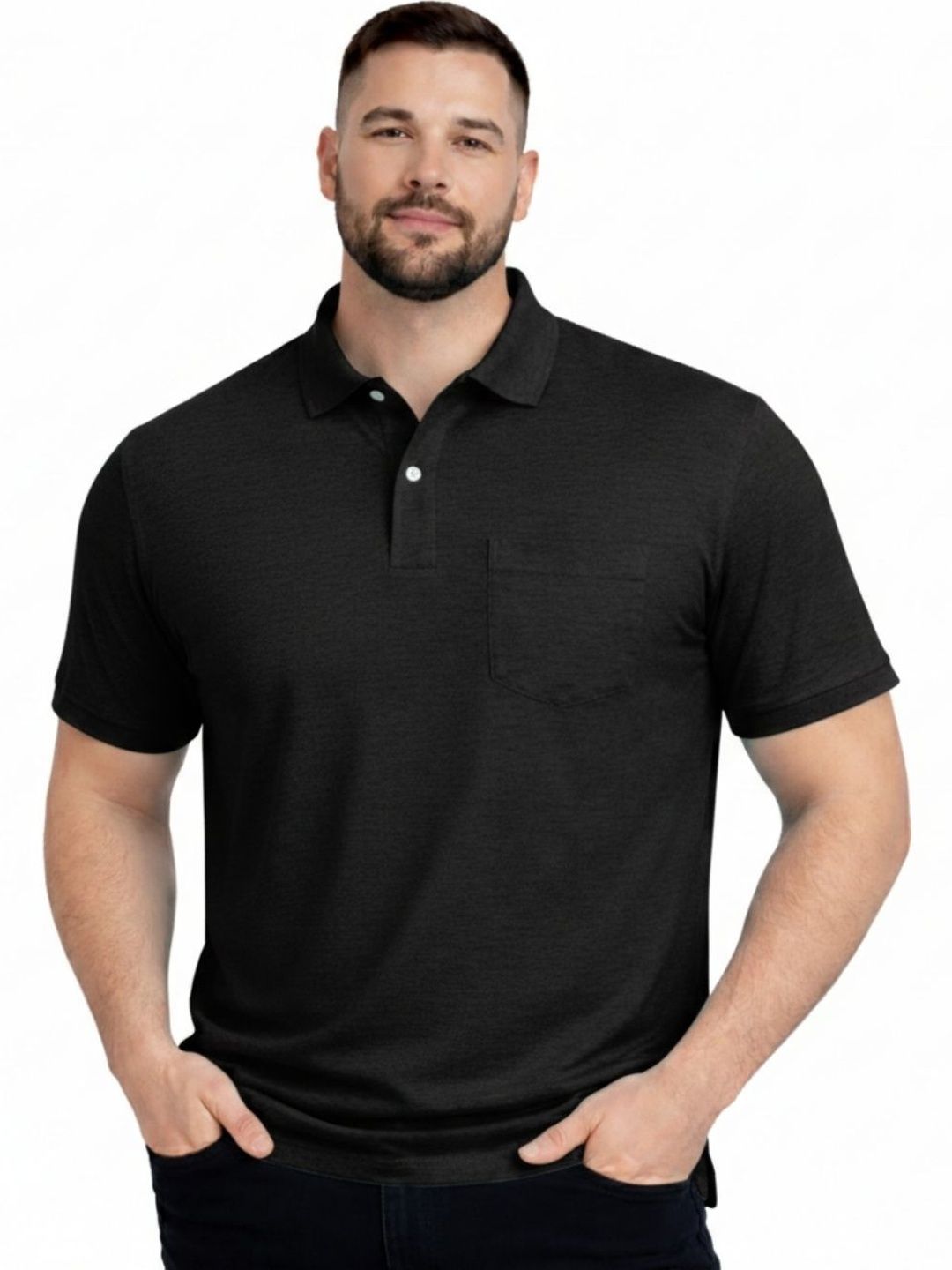 SMAN Men Polo Collar Pockets T-shirt