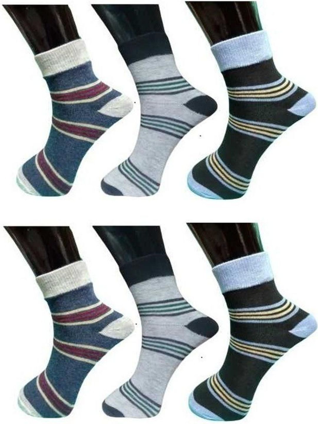 akeet trend Men Pack of 6 Cotton Assorted Striped Ankle Length Socks