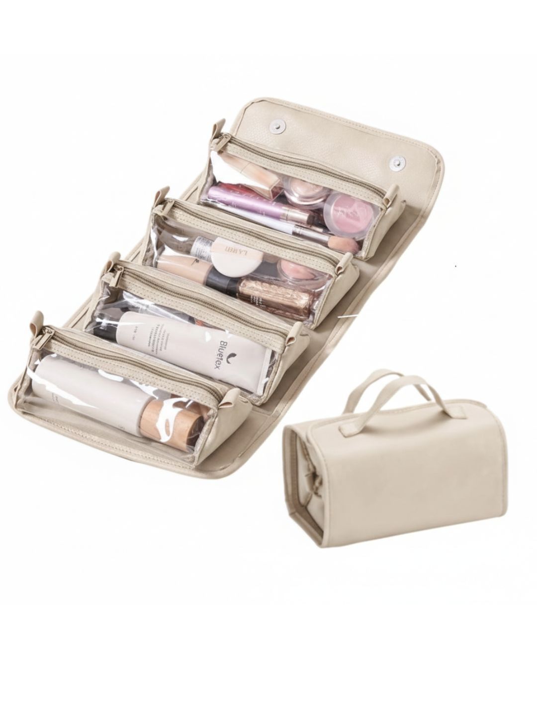 BLUE BEADS Off White Set of 1 Water Resistant Makeup Organiser Organisers