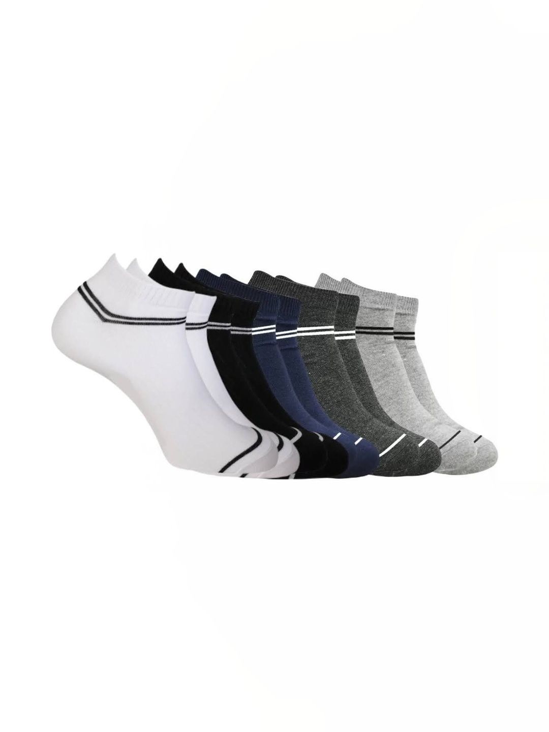 Akeeta Men Cotton Assorted Striped Shoe Liners Socks