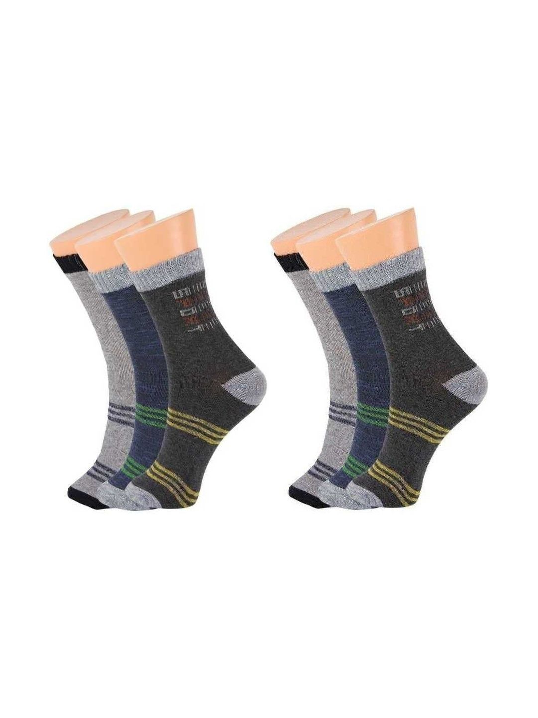 Akeeta Men Pack of 6 Cotton Assorted Colourblocked Calf Length Socks