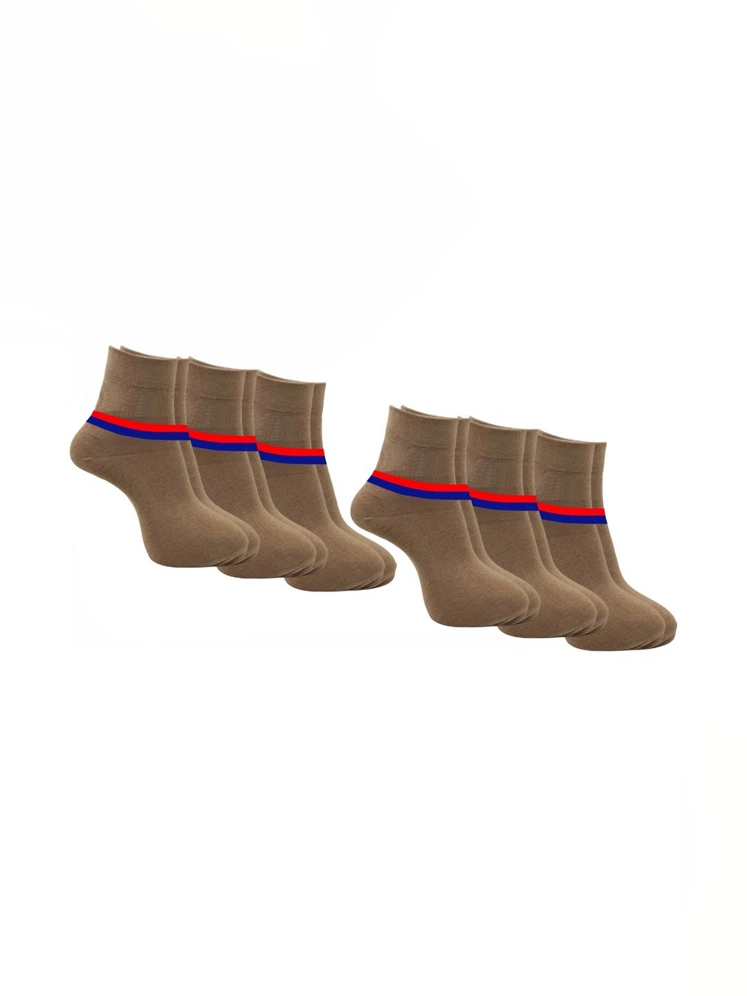 akeet trend Men Pack of 6 Cotton Assorted Colourblocked Ankle Length Socks