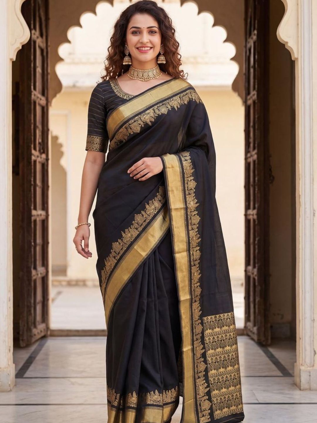 ODETTE Woven Design Zari Silk Blend Saree