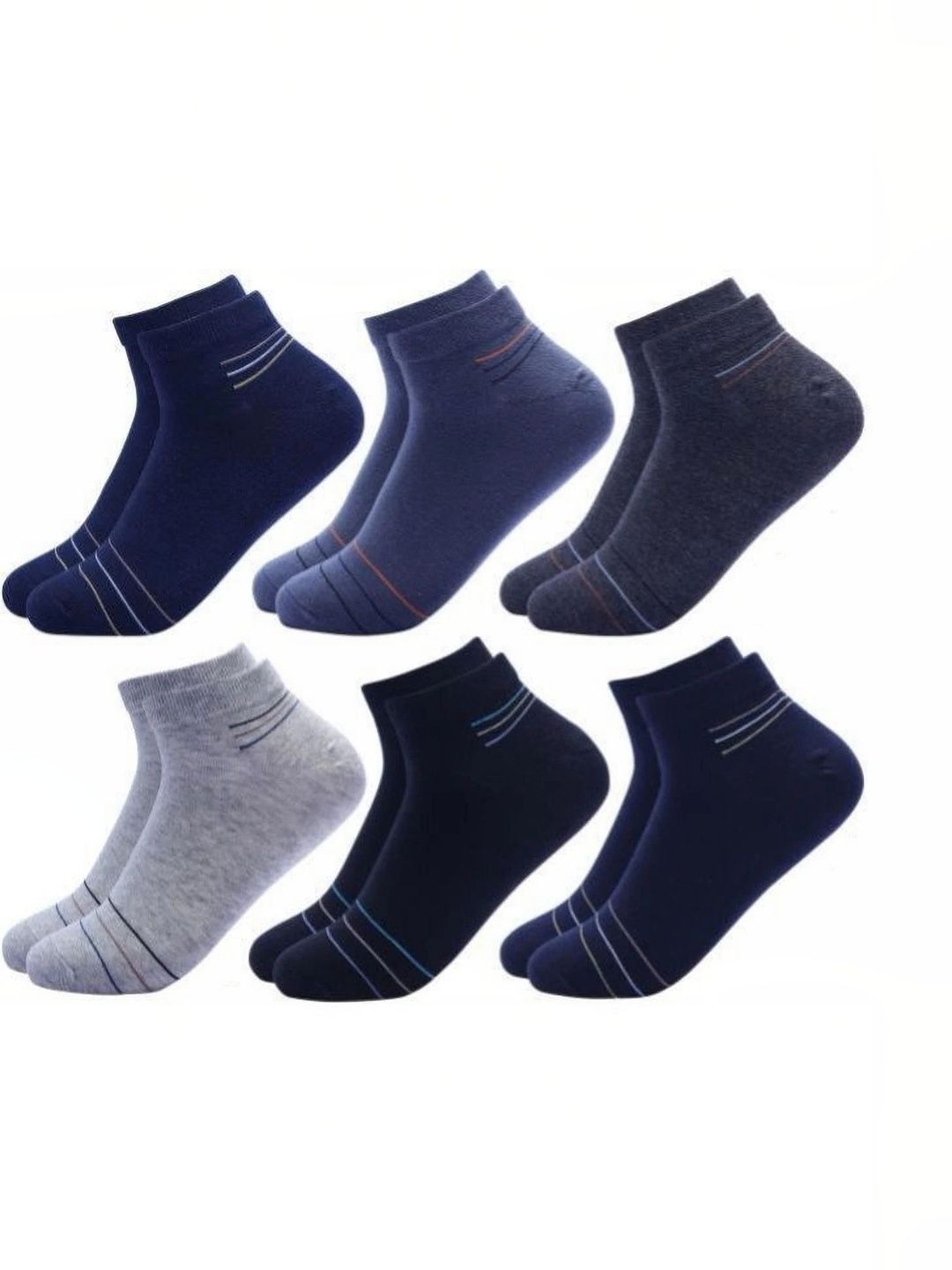 Akeeta Men Pack of 6 Cotton Assorted Striped Ankle Length Socks