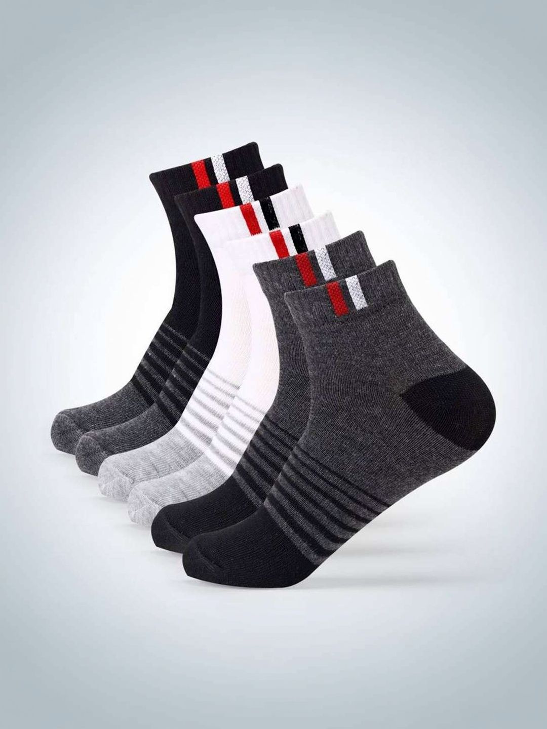 akeet trend Men Pack of 10 Cotton Assorted Striped Ankle Length Socks