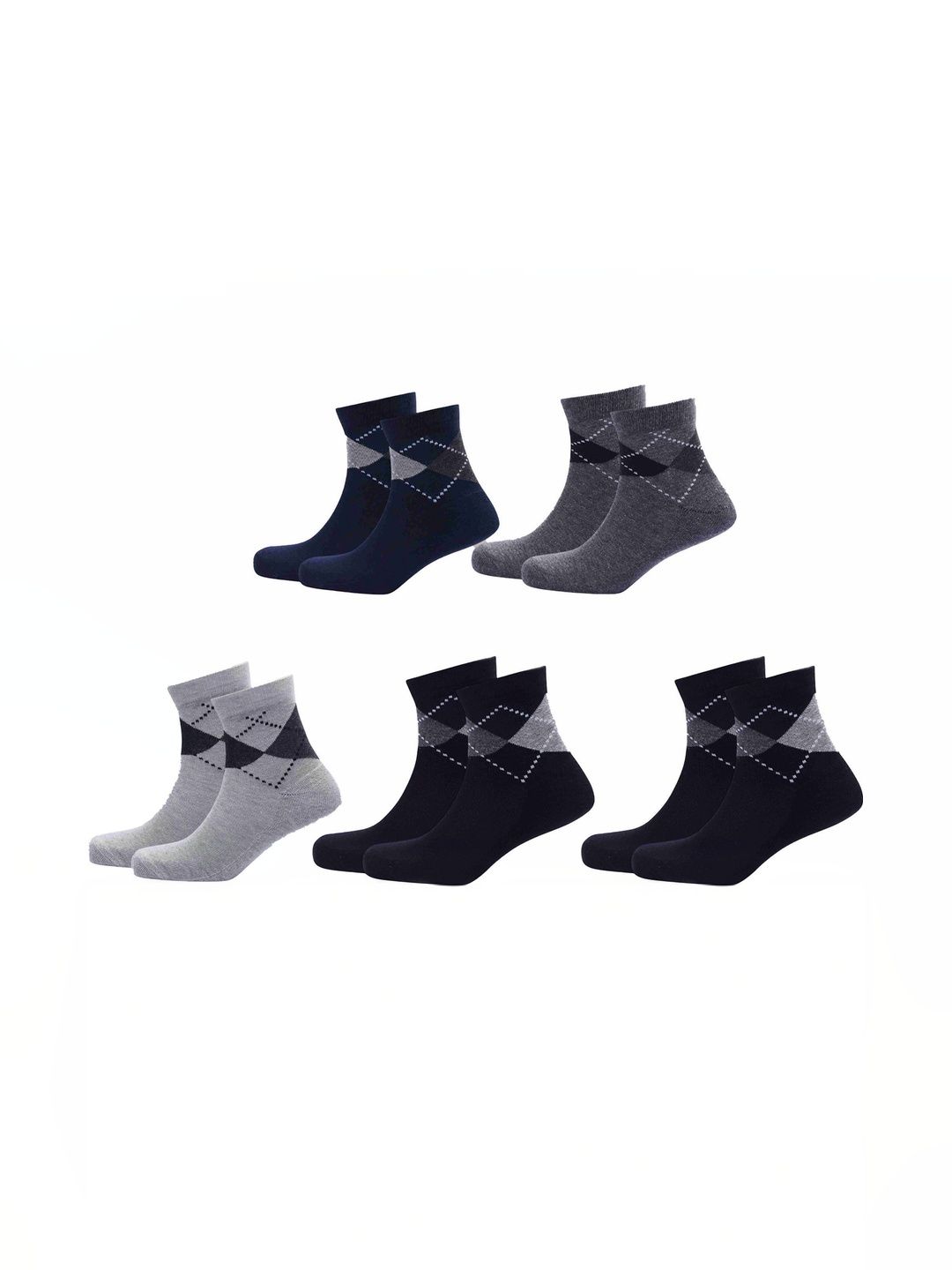 Akeeta Men Pack of 5 Cotton Assorted Patterned Ankle Length Socks