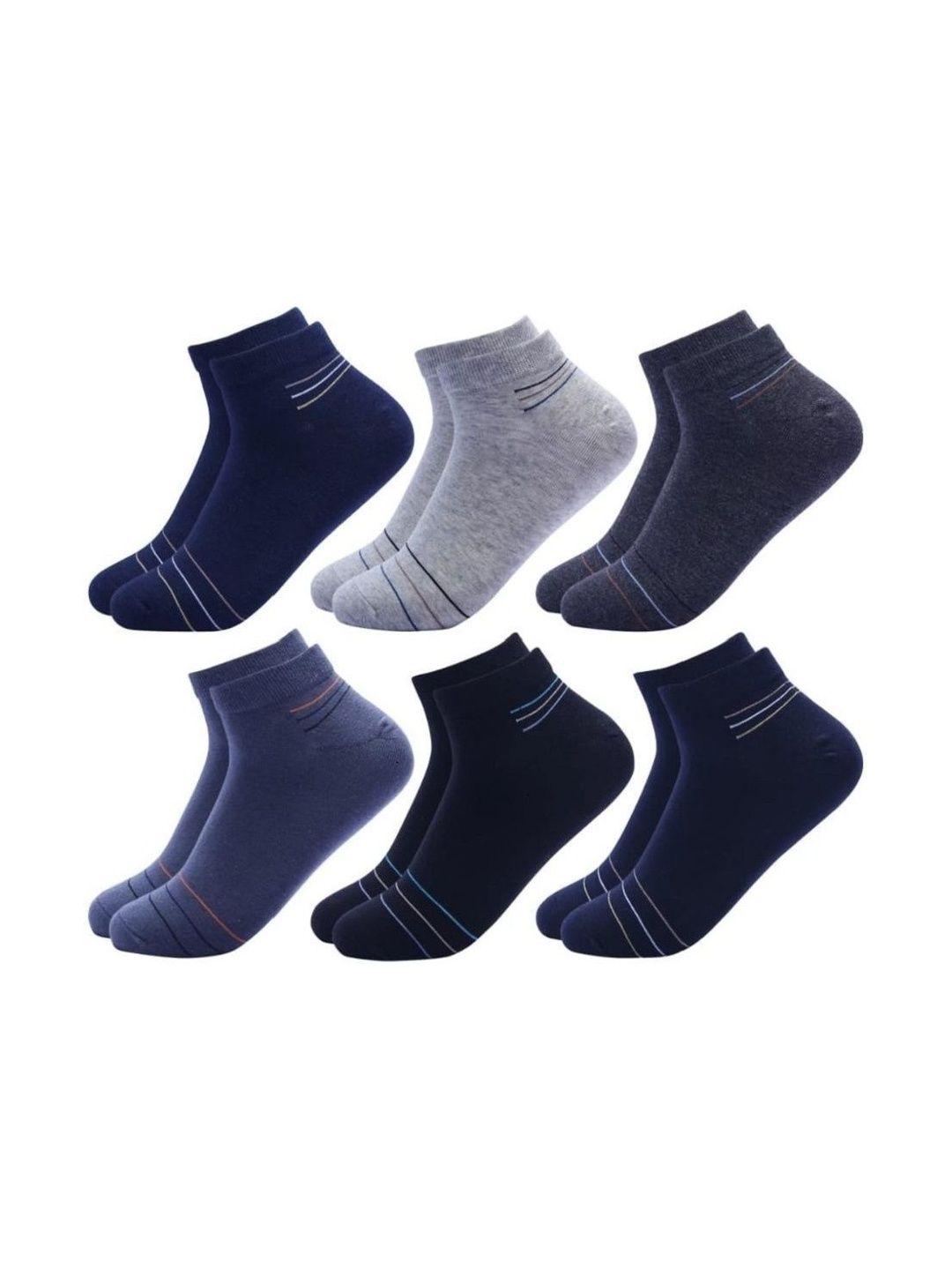 Akeeta Men Pack of 6 Cotton Assorted Striped Ankle Length Socks