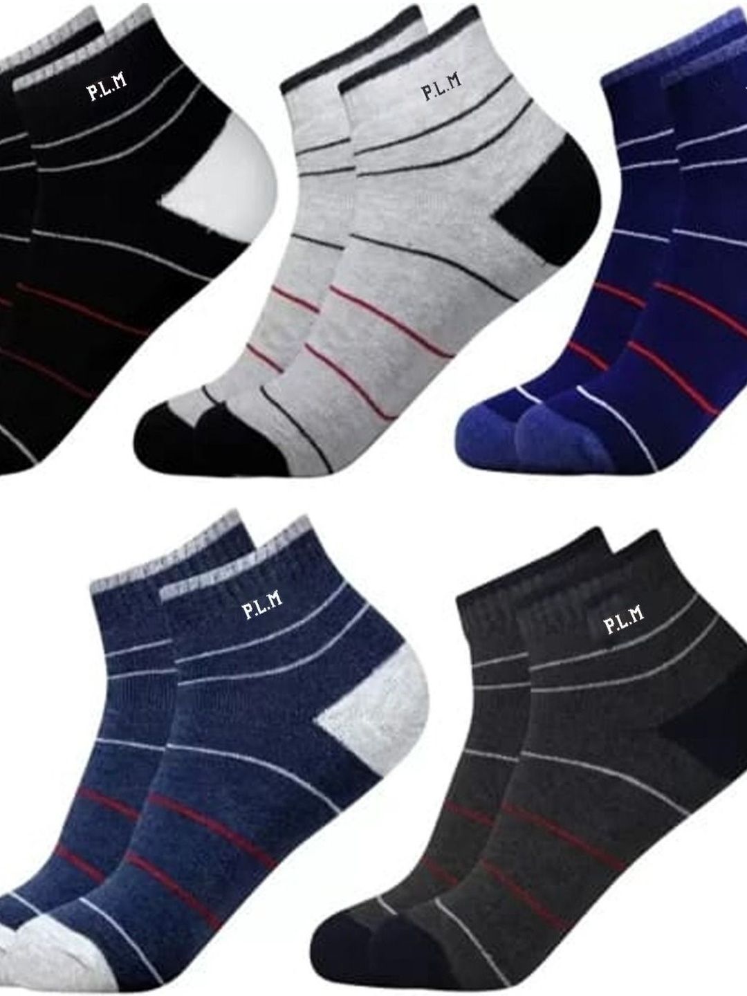 akeet trend Men Pack of 5 Cotton Assorted Striped Ankle Length Socks