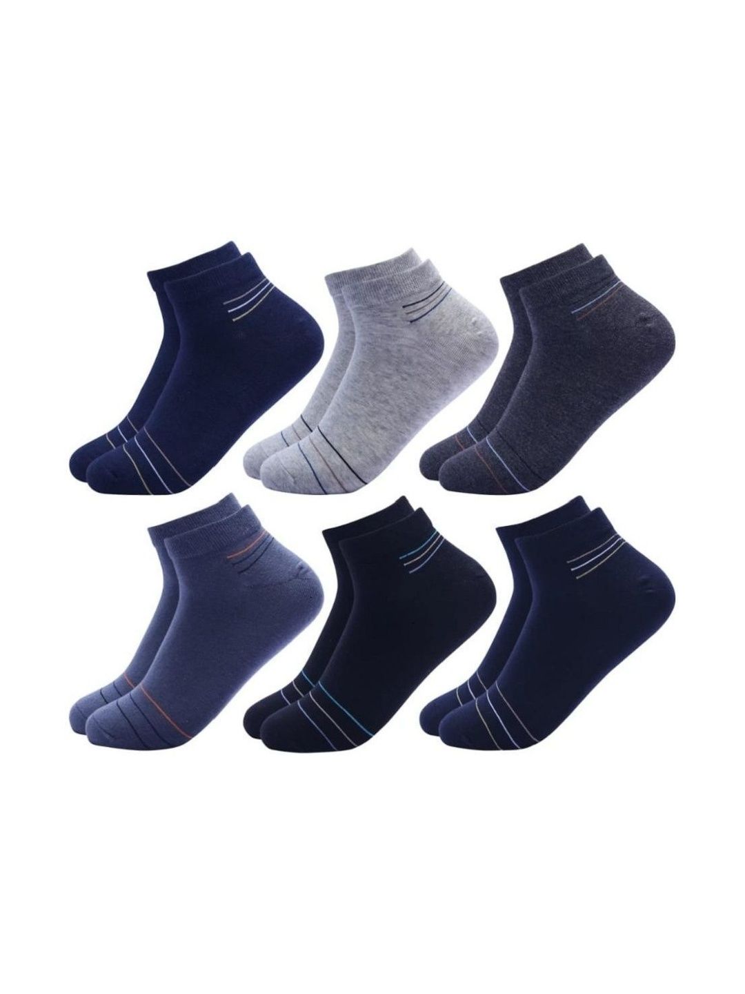 akeet trend Men Pack of 6 Cotton Assorted Colourblocked Ankle Length Socks