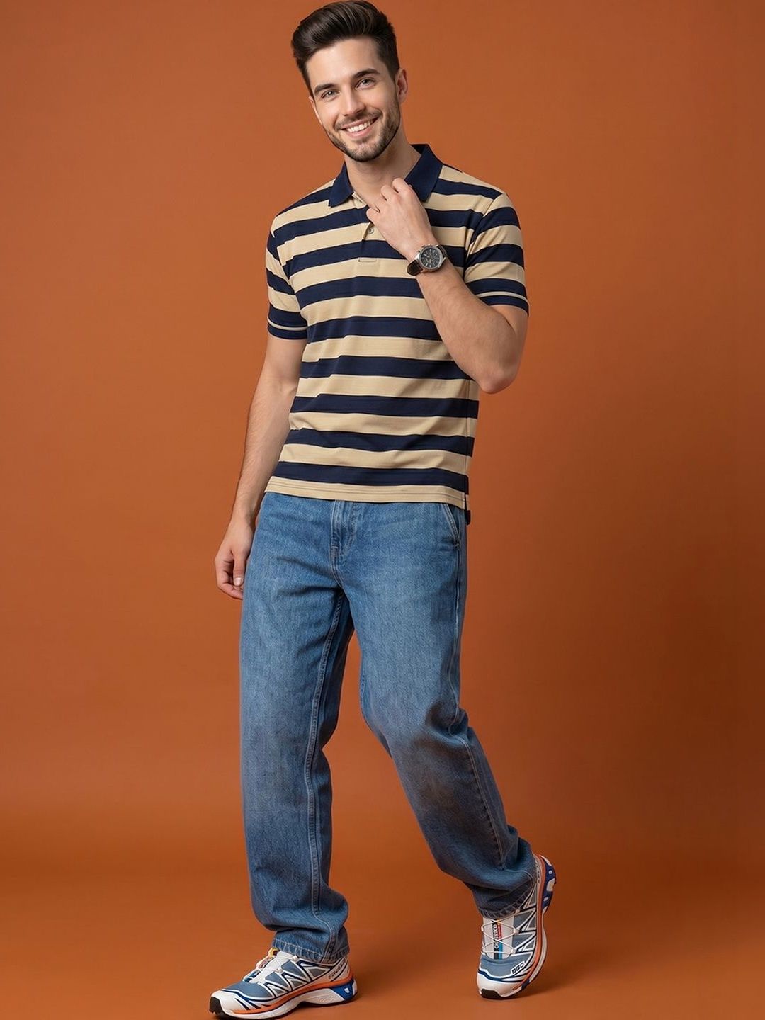 Kook N Keech Men Striped Polo Collar T-shirt