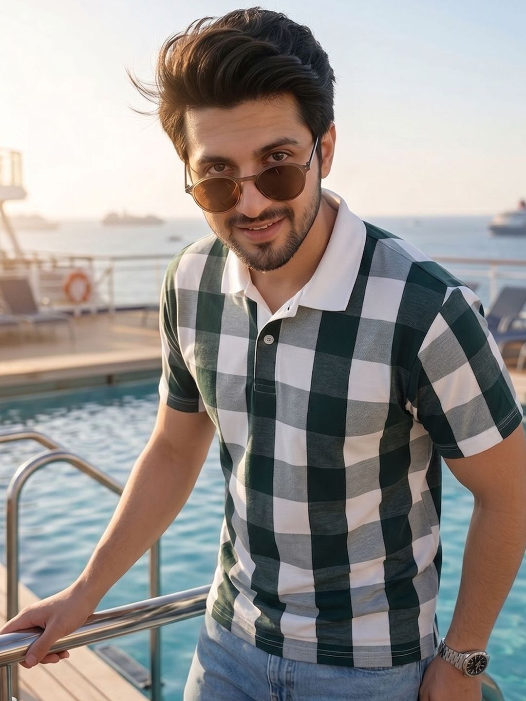 Kook N Keech Men Checked Polo Collar T-shirt