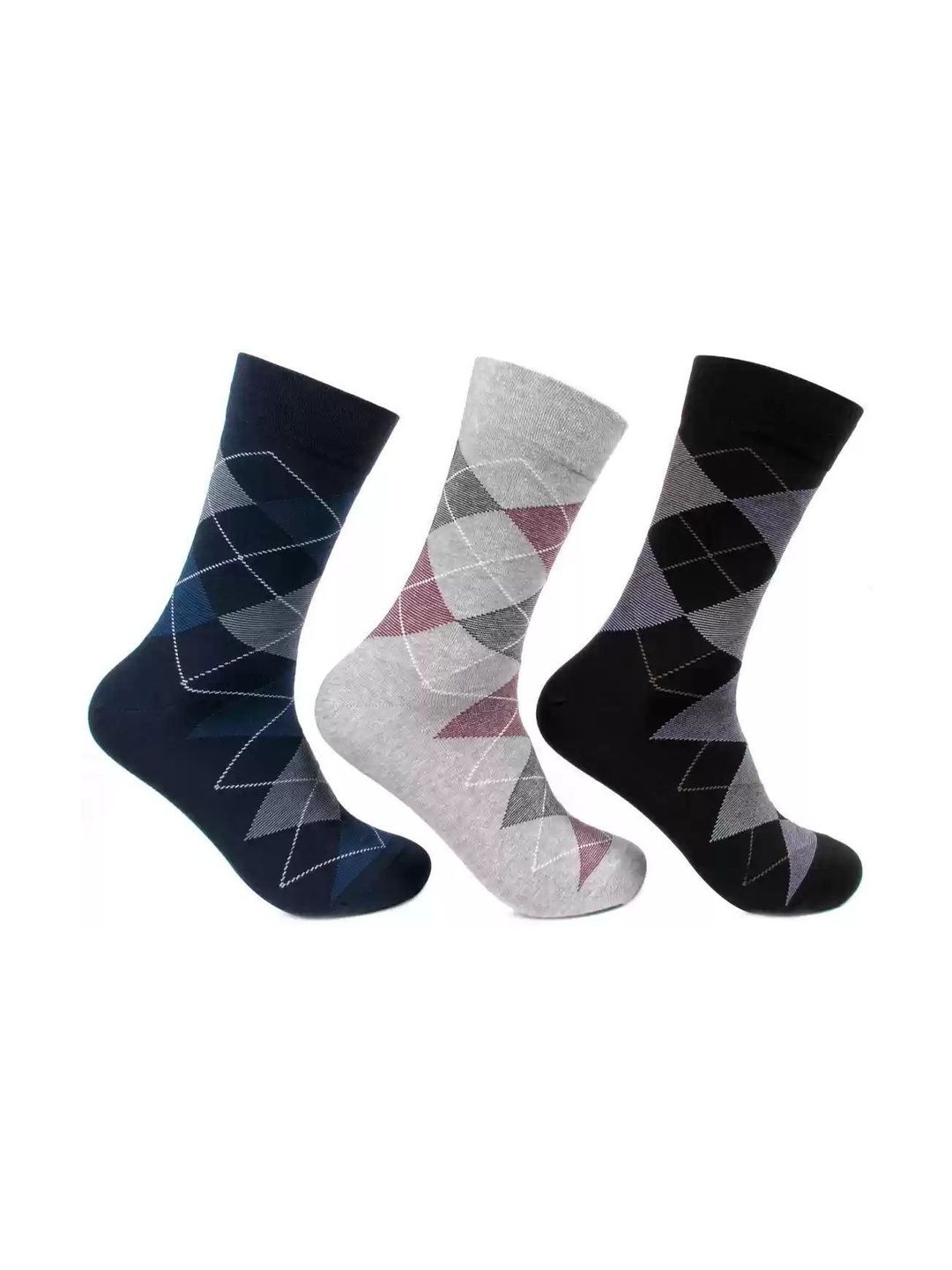 akeet trend Men Pack of 3 Cotton Assorted Patterned Calf Length Socks
