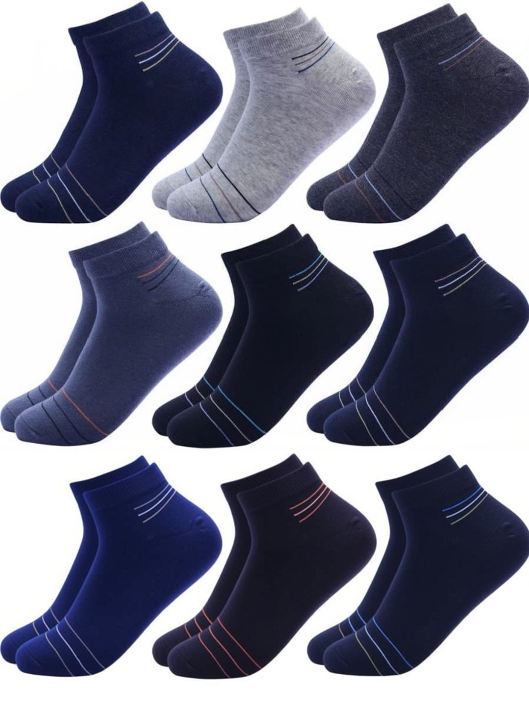 Akeeta Men Pack of 6 Cotton Assorted Striped Ankle Length Socks