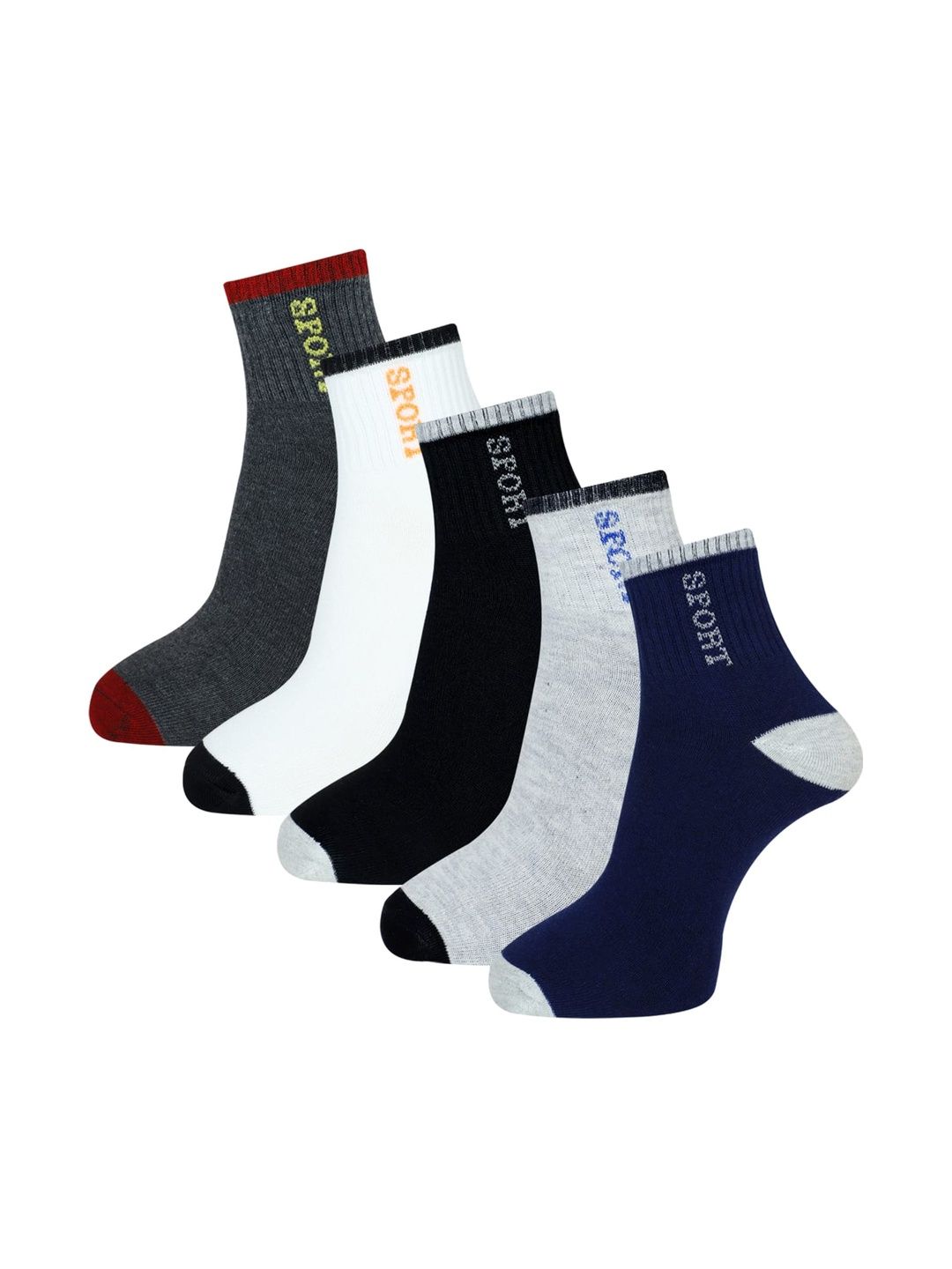 akeet trend Men Pack of 5 Cotton Assorted Colourblocked Ankle Length Socks