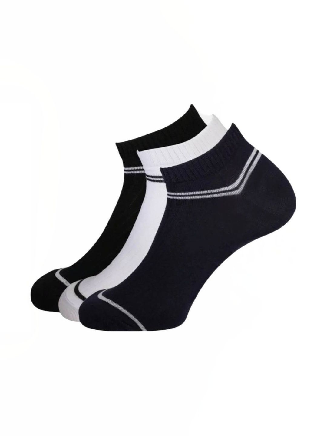 Akeeta Men Pack of 3 Cotton Assorted Striped Ankle Length Socks