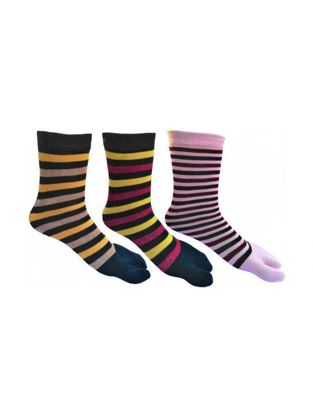 Akeeta Men Pack of 3 Cotton Assorted Striped Calf Length Socks