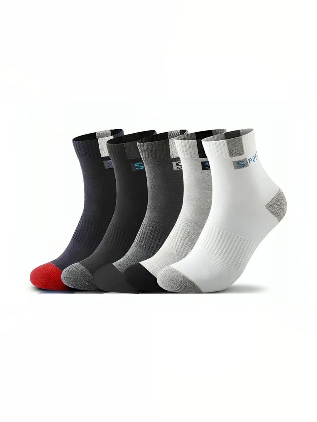 akeet trend Men Pack of 5 Cotton Assorted Colourblocked Ankle Length Socks