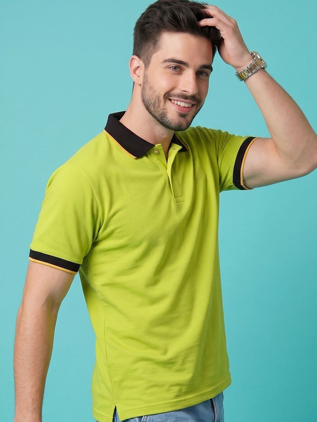 Mast & Harbour Men Polo Collar T-shirt