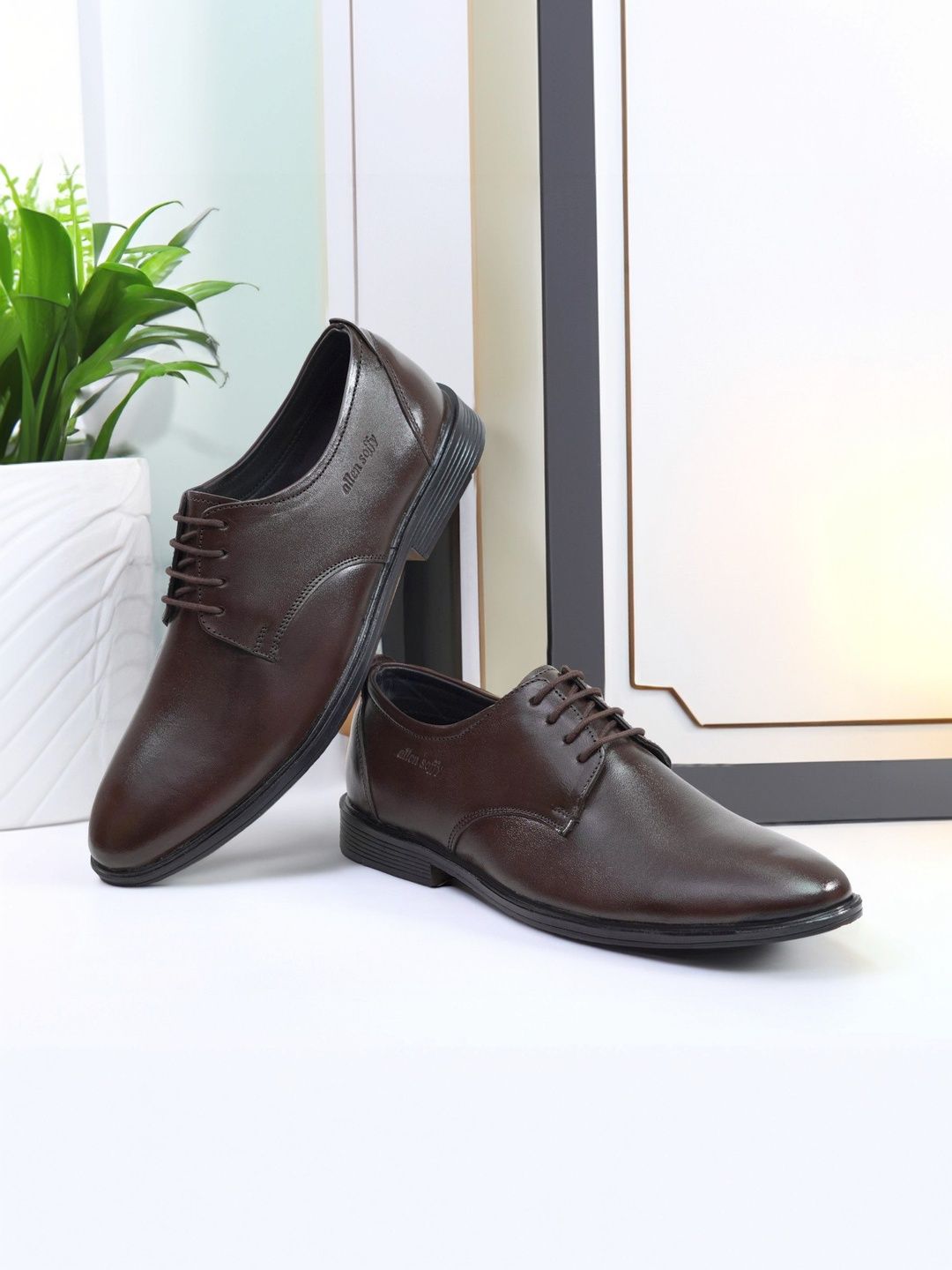 Botha Botha Men Leather Pointed Toe Lace-Ups Derbys Formal Shoes