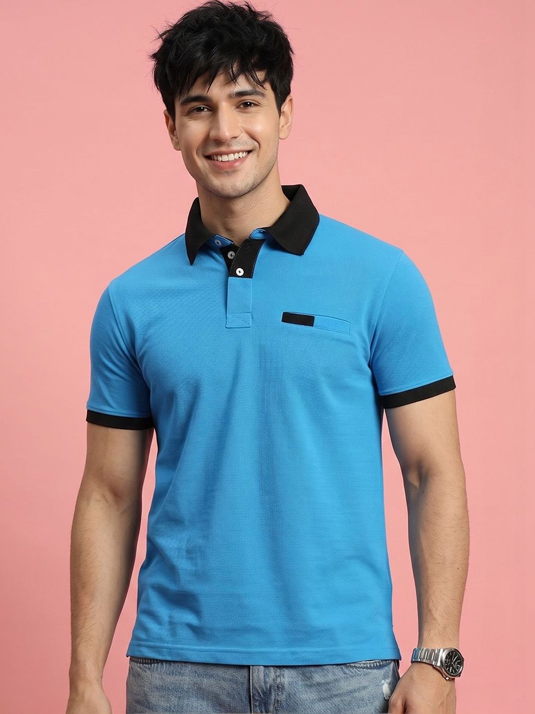 Mast & Harbour Men Polo Collar Pockets T-shirt