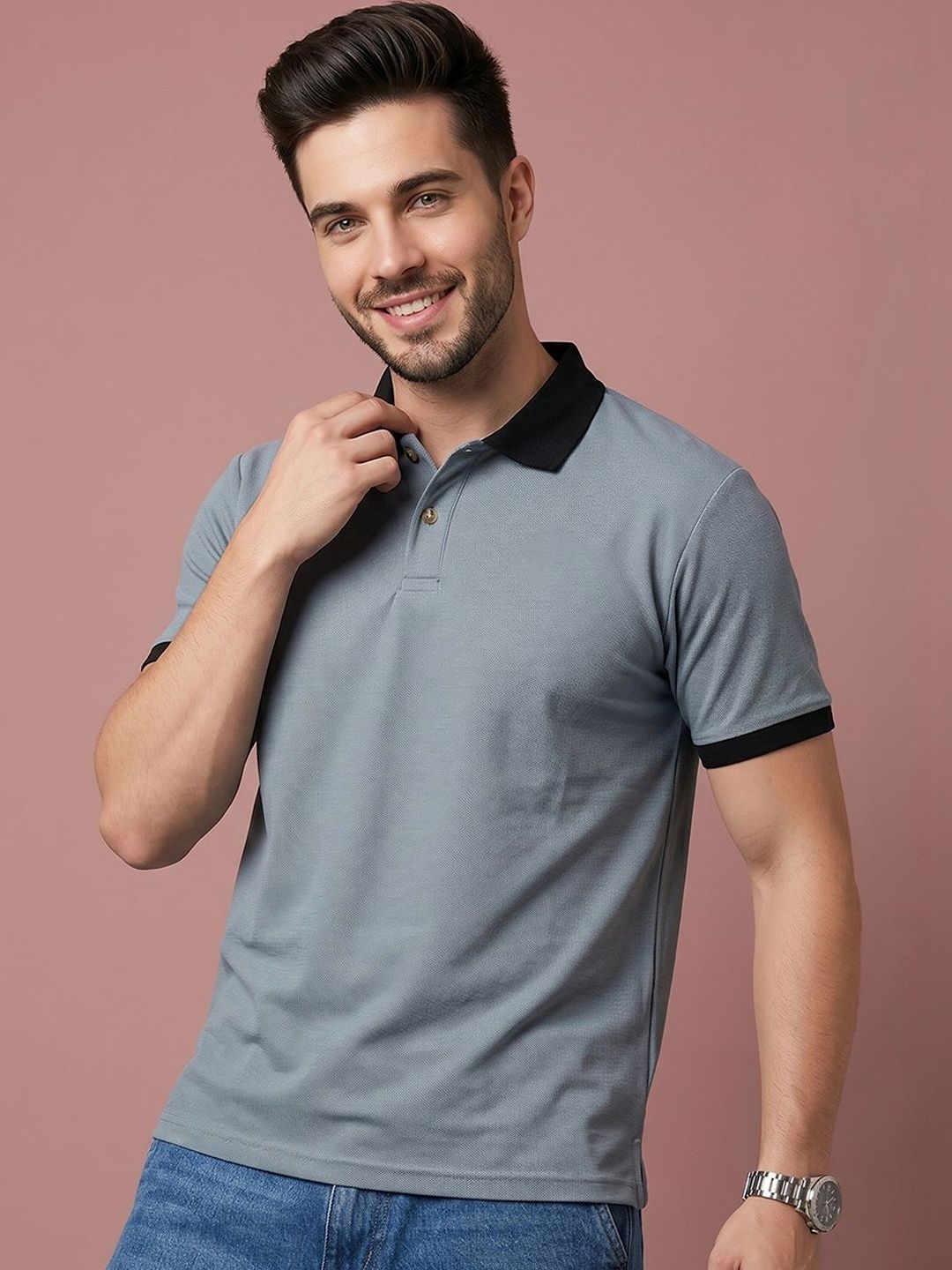Mast & Harbour Men Polo Collar T-shirt