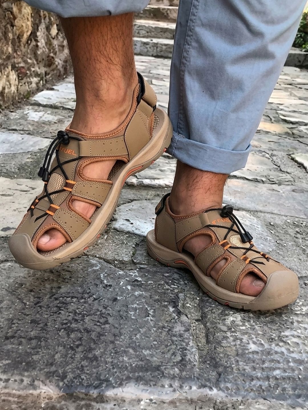 FUEL Men Textured Sports Sandals