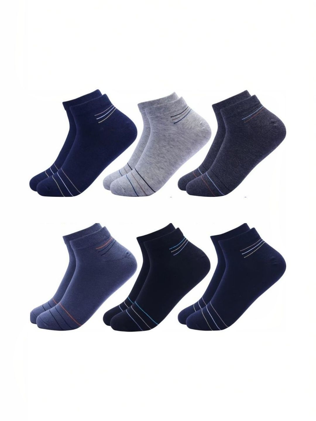 akeet trend Men Pack of 6 Cotton Assorted Striped Ankle Length Socks