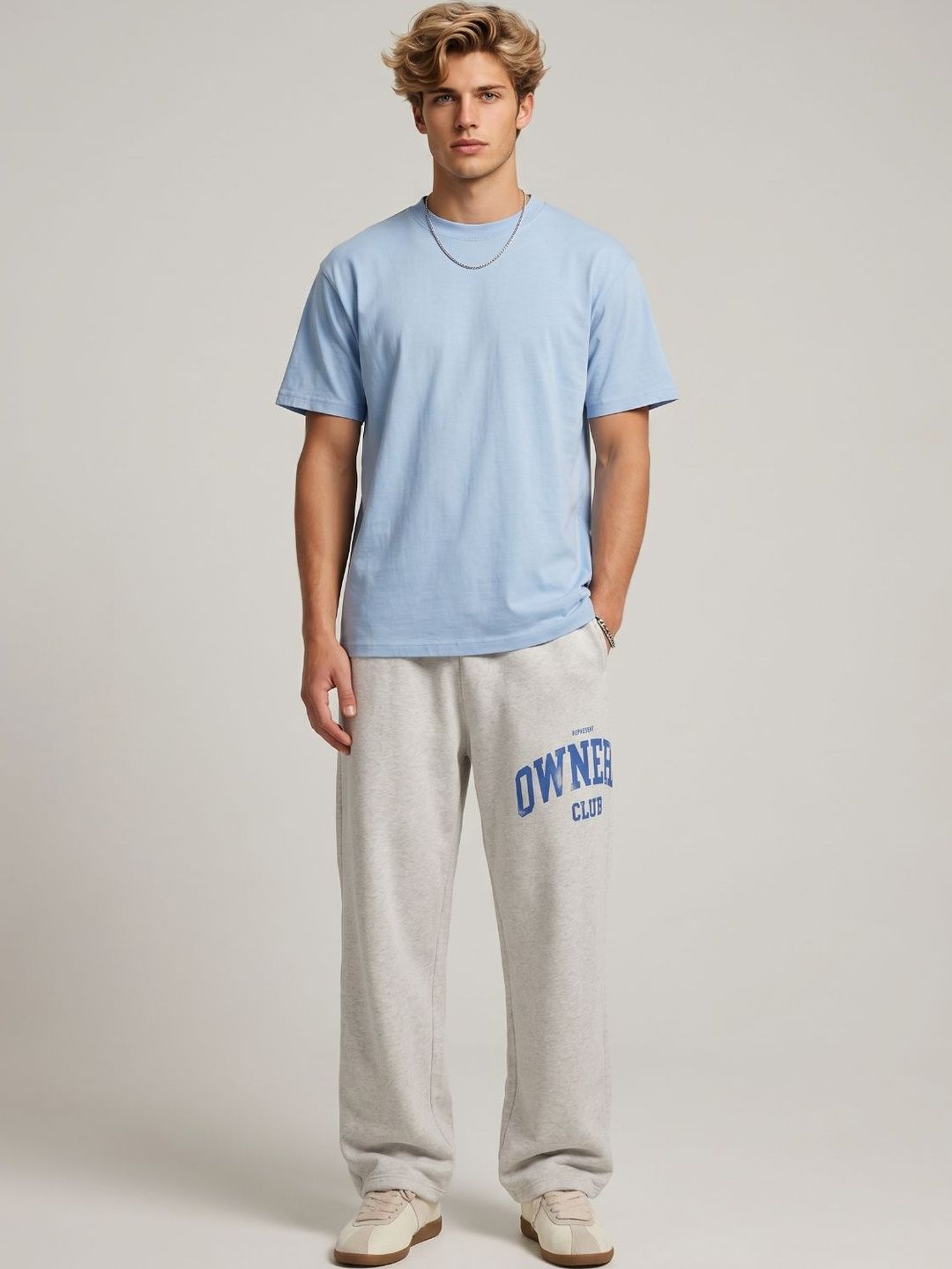 FLYNOFF Men Cotton Baggy Typography Track Pants