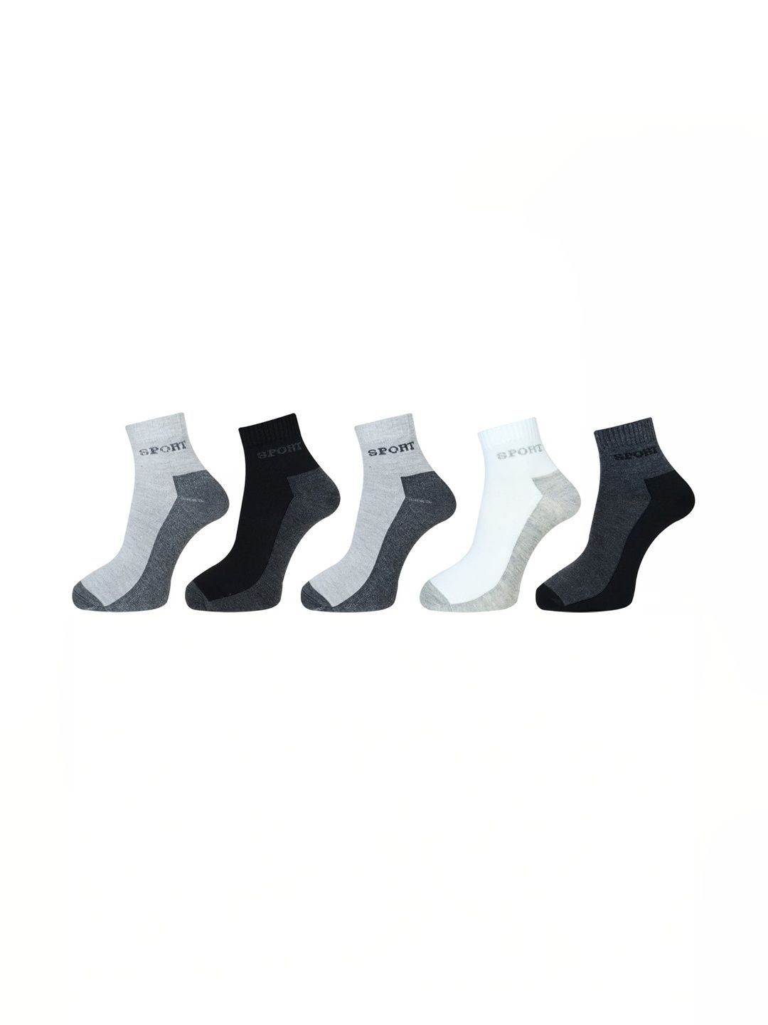 Akeeta Men Pack of 5 Cotton Assorted Colourblocked Ankle Length Socks