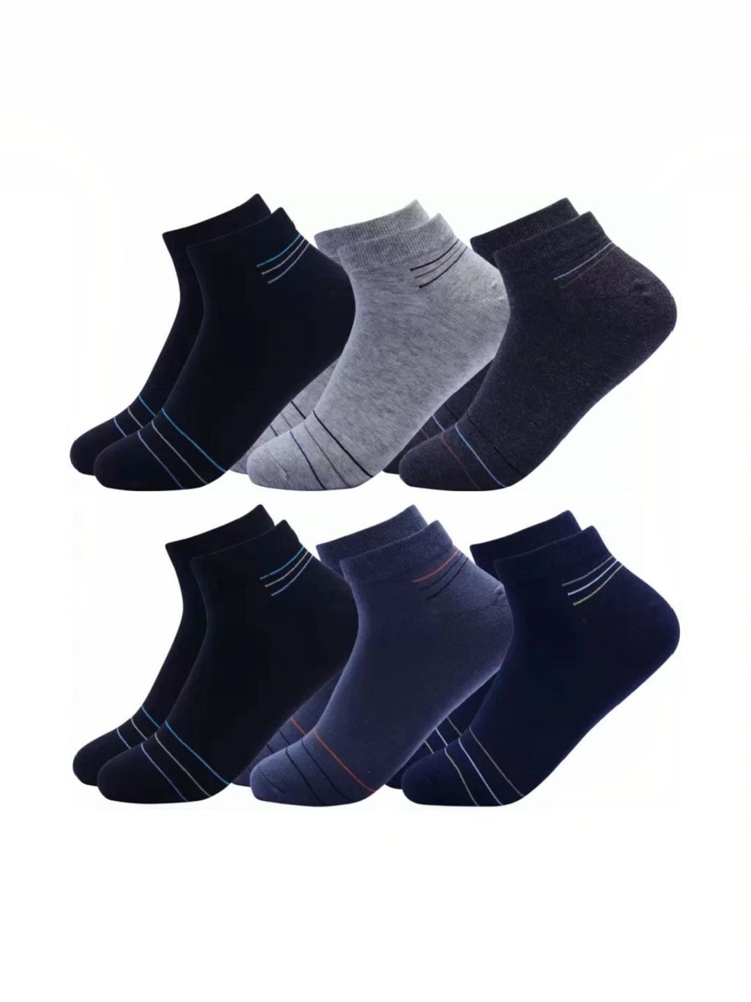 Akeeta Men Pack of 6 Cotton Assorted Striped Ankle Length Socks