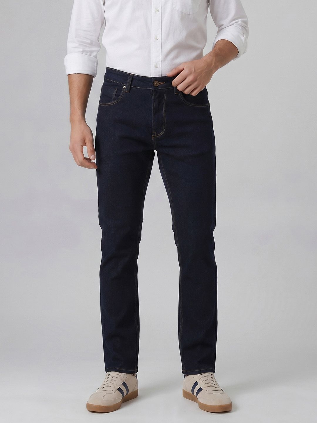Spykar Men Rover Mid Rise Regular Fit Raw blue Jeans
