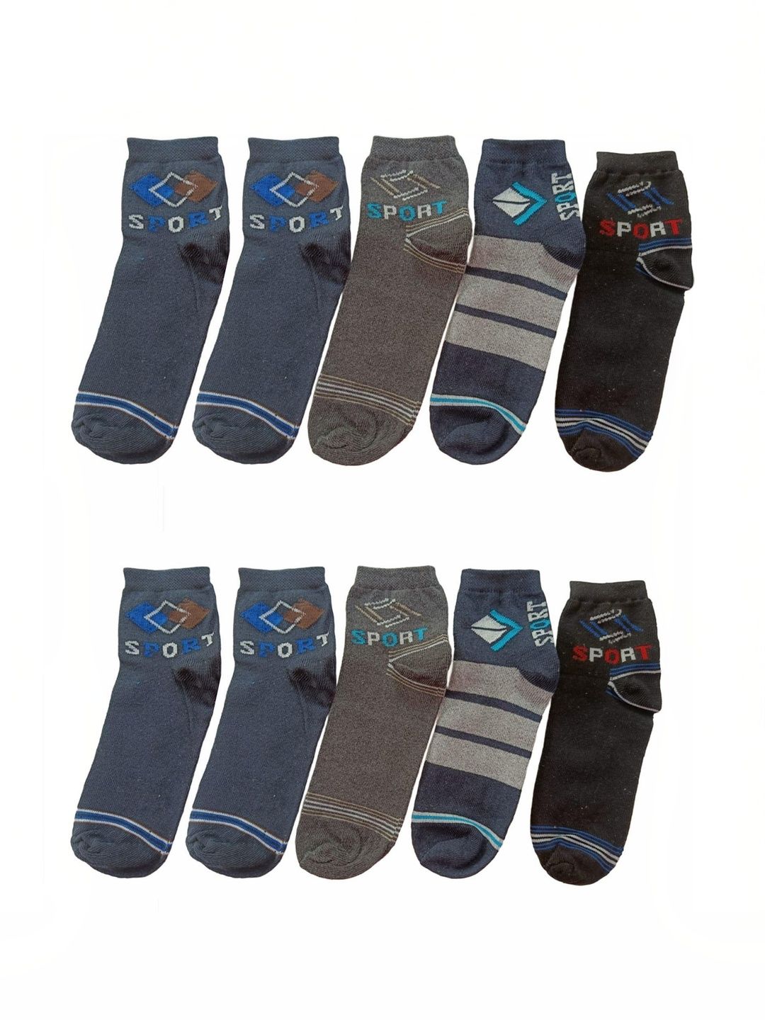 akeet trend Men Pack of 10 Cotton Assorted Patterned Ankle Length Socks