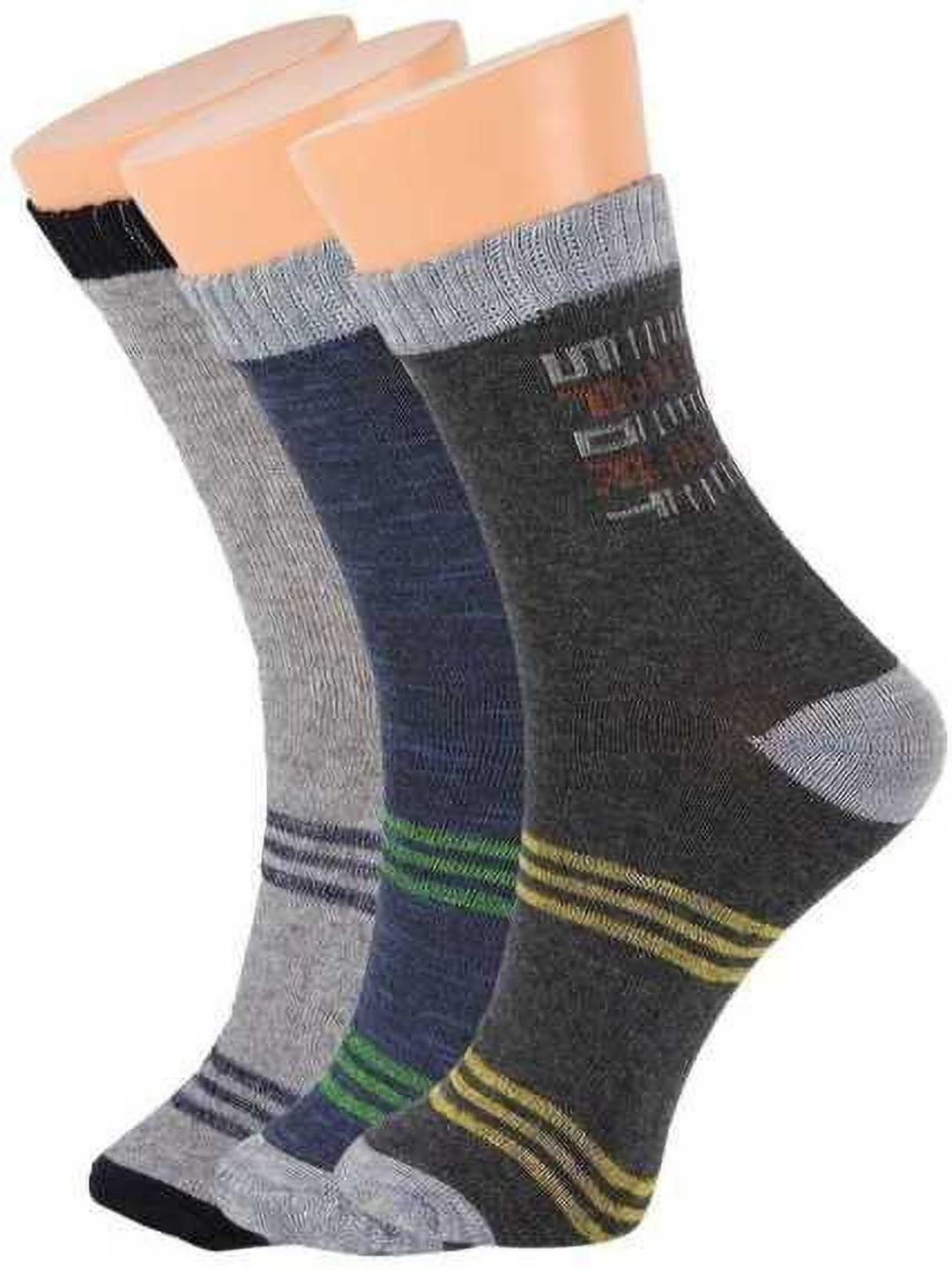 akeet trend Men Pack of 3 Cotton Assorted Patterned Calf Length Socks