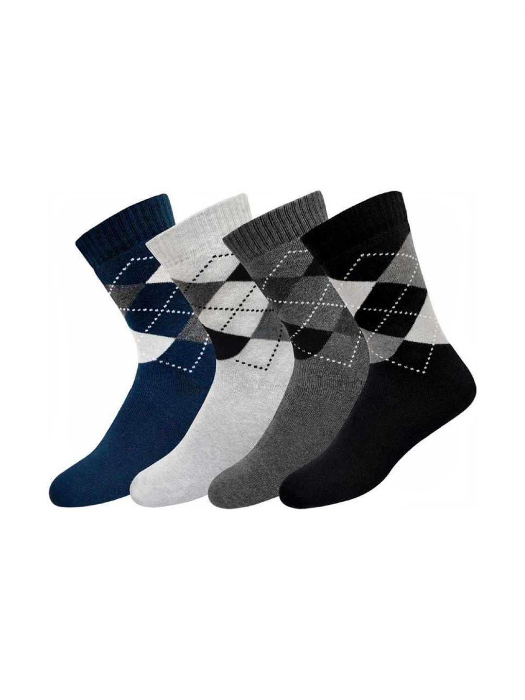 akeet trend Men Pack of 5 Cotton Assorted Patterned Calf Length Socks