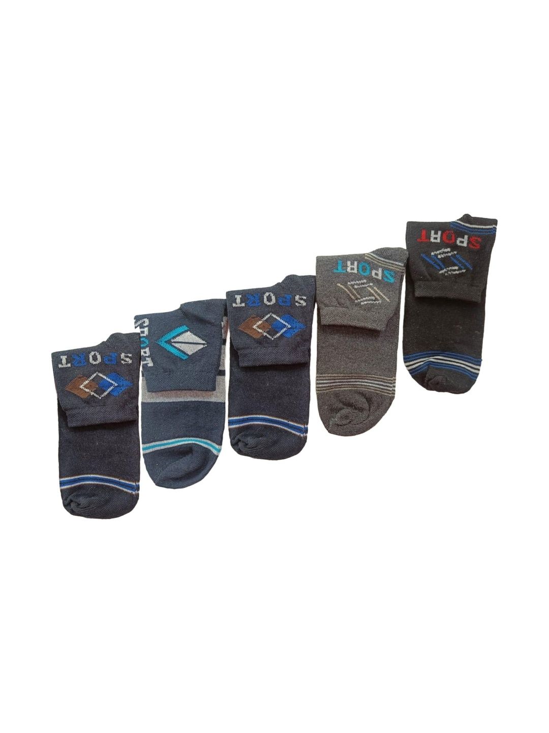 akeet trend Men Pack of 5 Cotton Assorted Patterned Ankle Length Socks