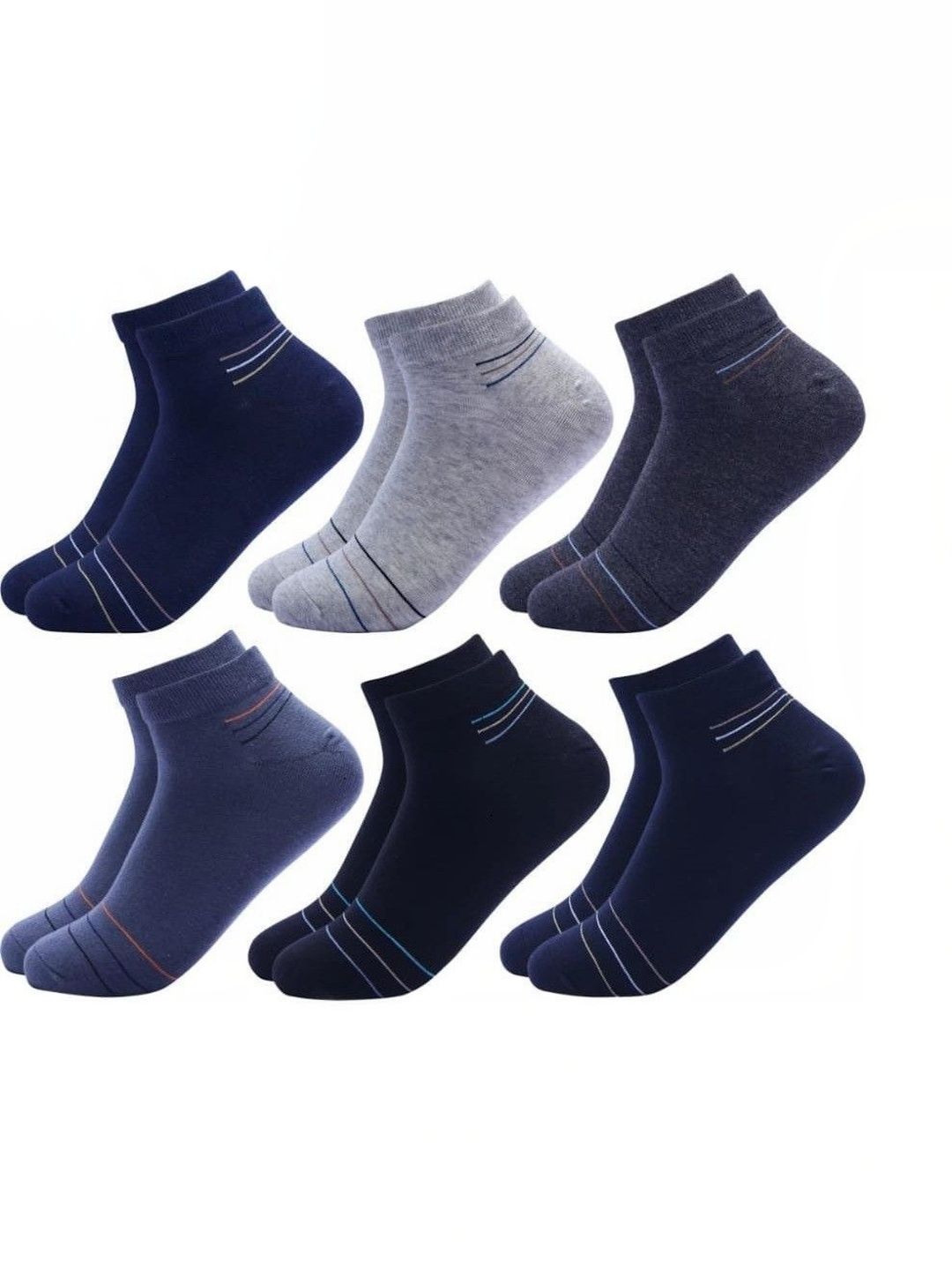 Akeeta Men Pack of 6 Cotton Assorted Striped Ankle Length Socks