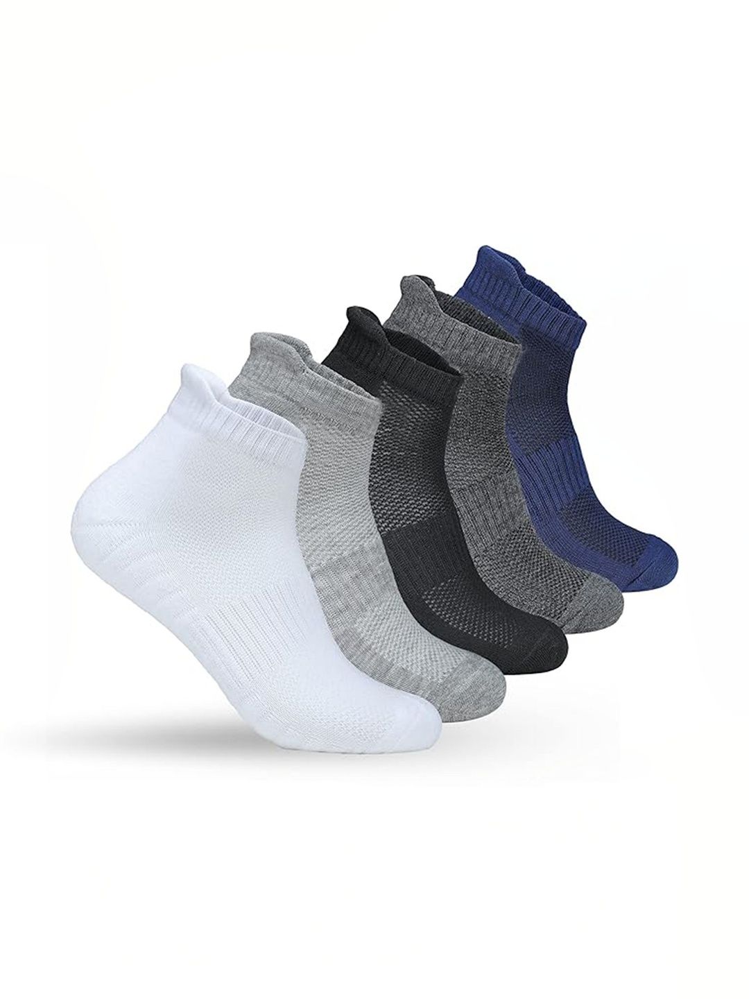 Akeeta Men Pack of 5 Cotton Assorted Colourblocked Ankle Length Socks