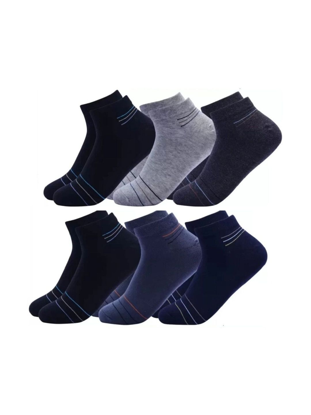 akeet trend Men Pack of 6 Cotton Assorted Striped Ankle Length Socks