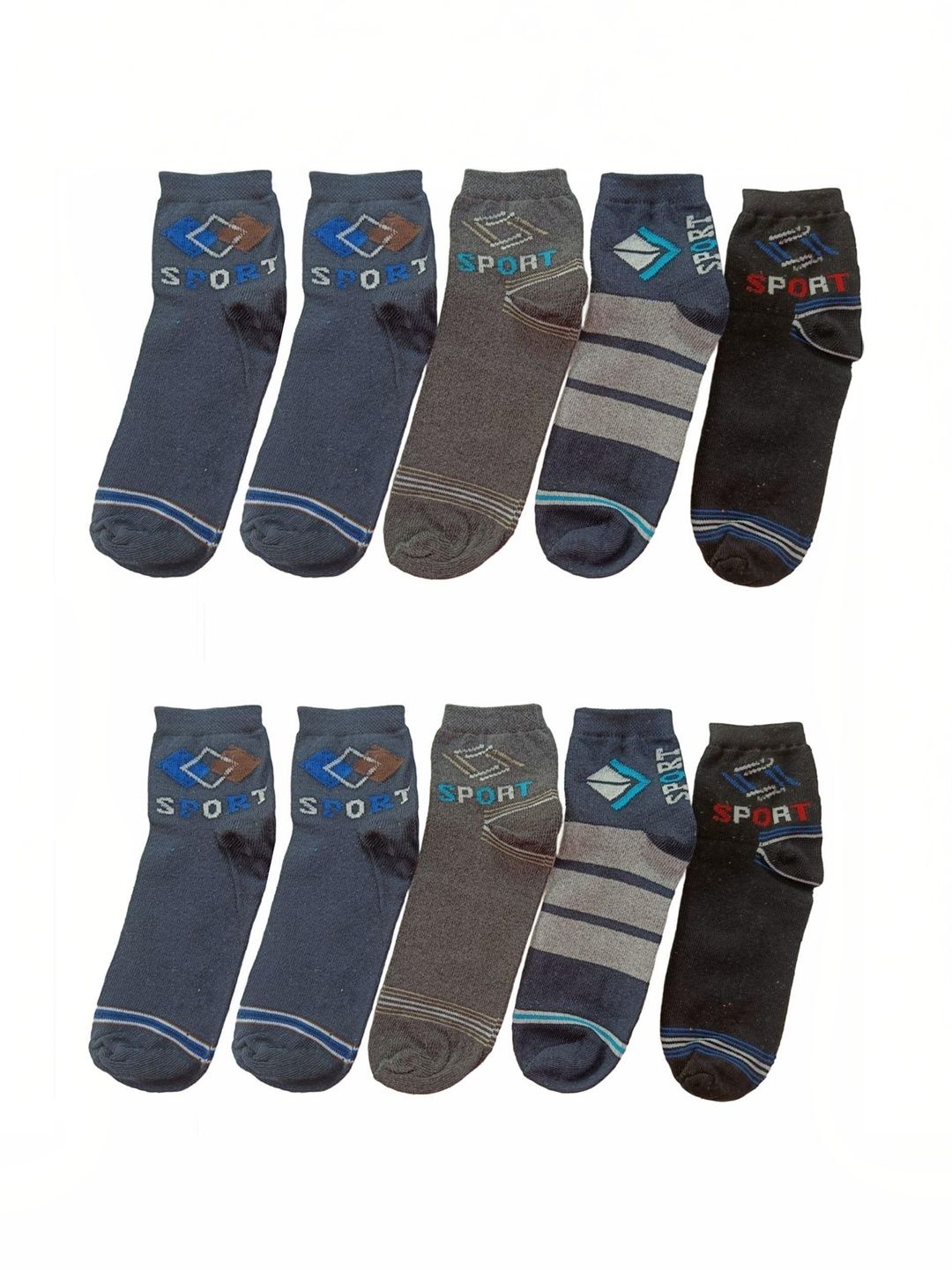 akeet trend Men Pack of 10 Cotton Assorted Colourblocked Ankle Length Socks