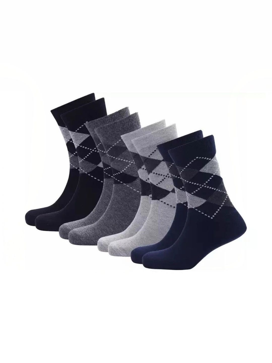 Akeeta Men Pack of 4 Cotton Assorted Patterned Calf Length Socks