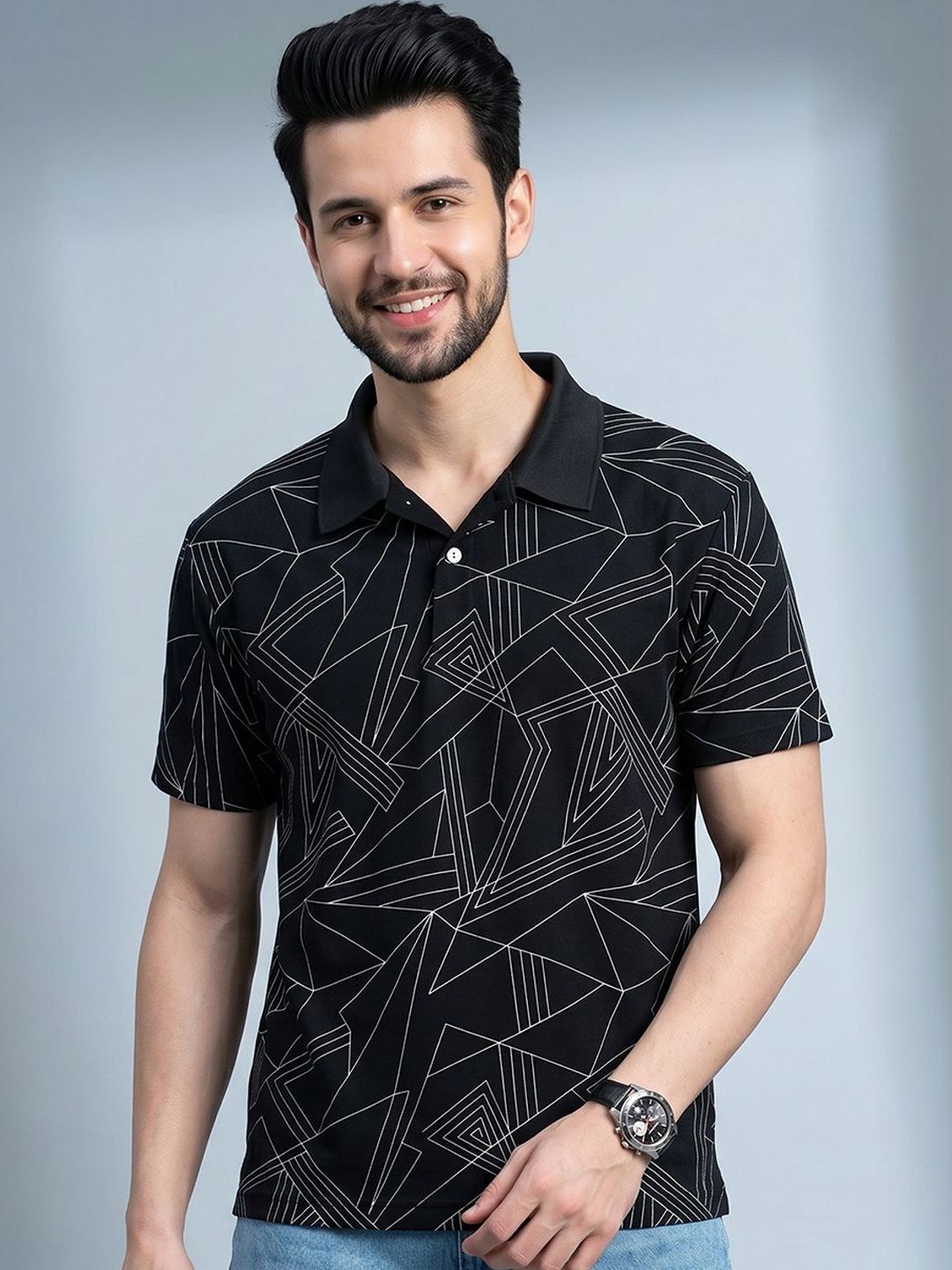 Mast & Harbour Men Printed Polo Collar T-shirt