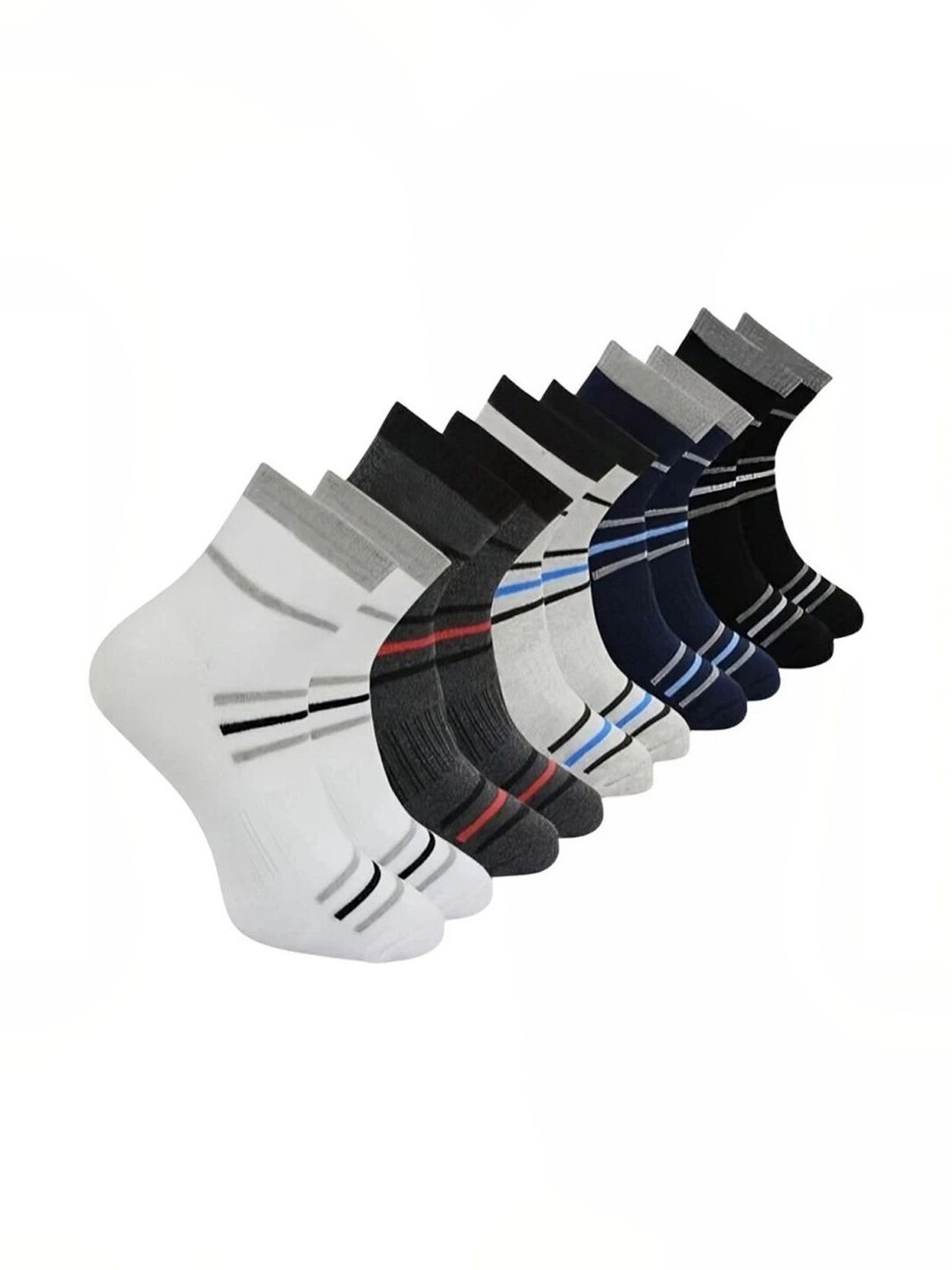 akeet trend Men Pack of 10 Cotton Assorted Striped Ankle Length Socks
