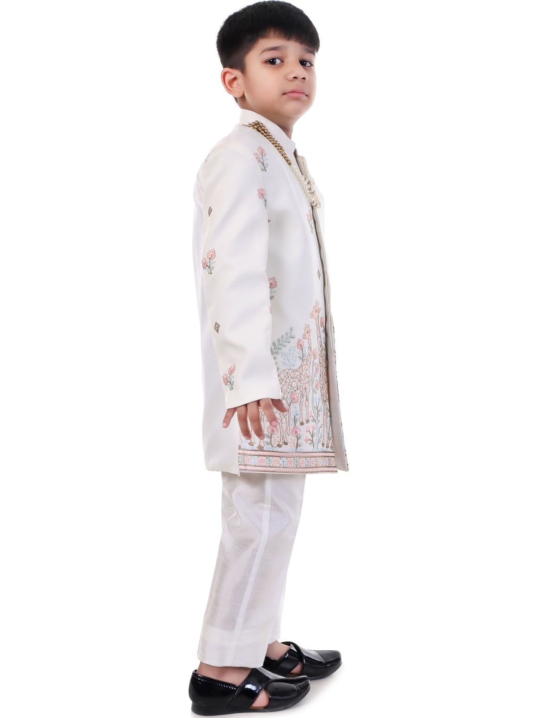 Huggle Boo Boys Embroidered Mandarin Collar Sherwani Set