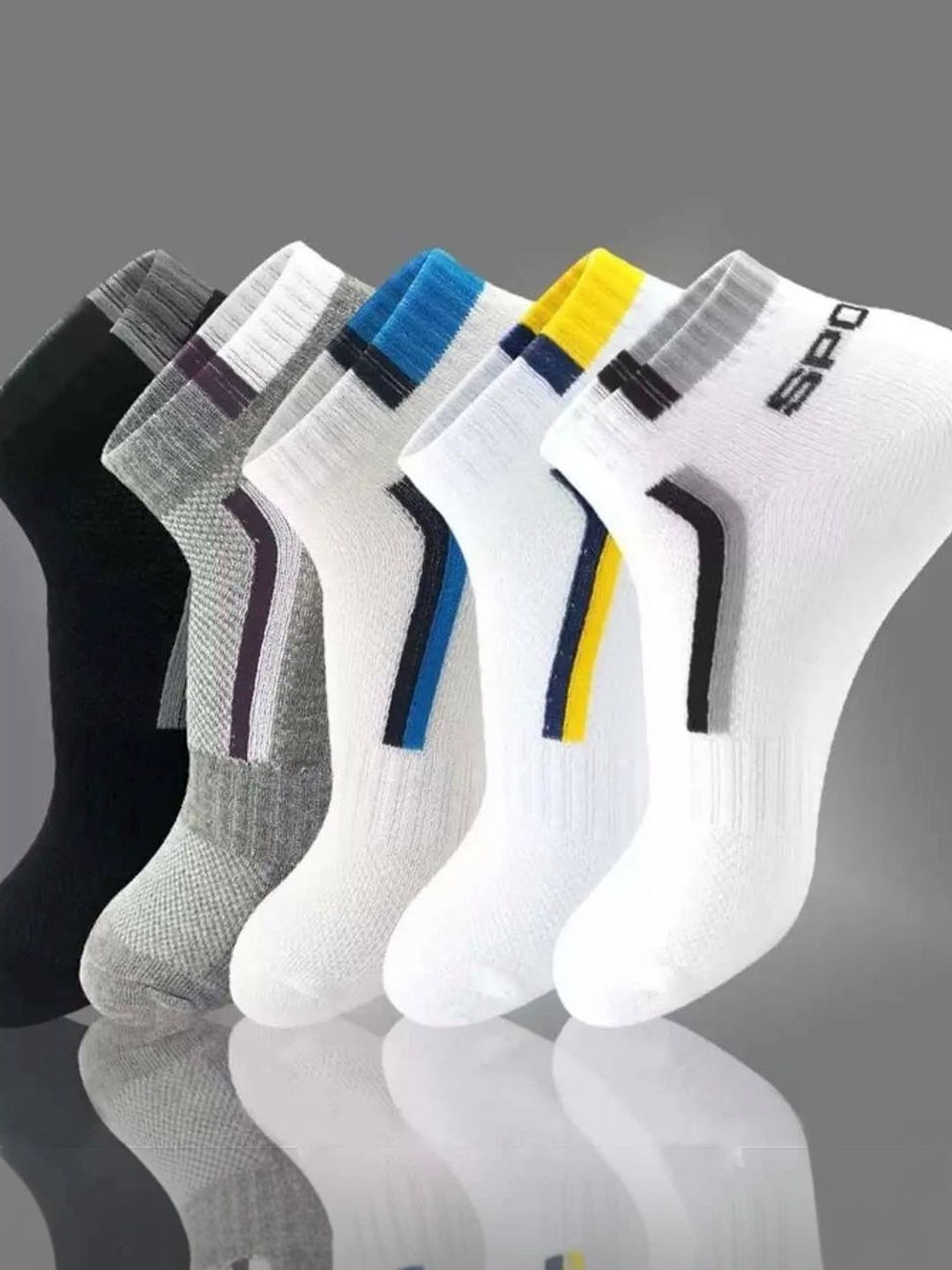 akeet trend Men Pack of 10 Cotton Assorted Colourblocked Ankle Length Socks