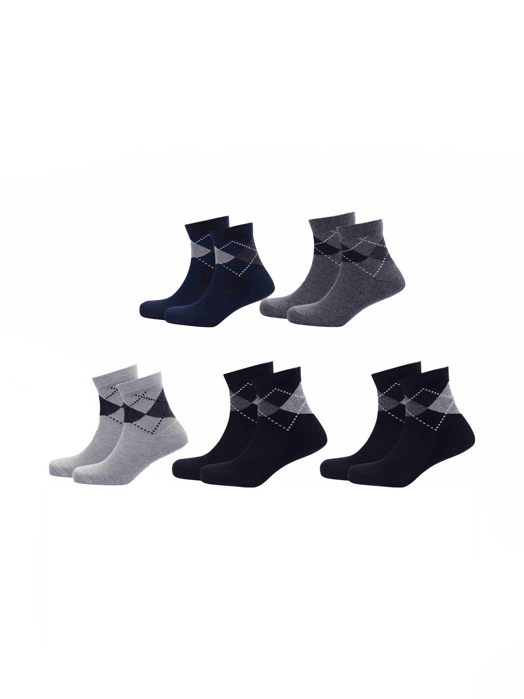 akeet trend Men Pack of 5 Cotton Assorted Patterned Ankle Length Socks